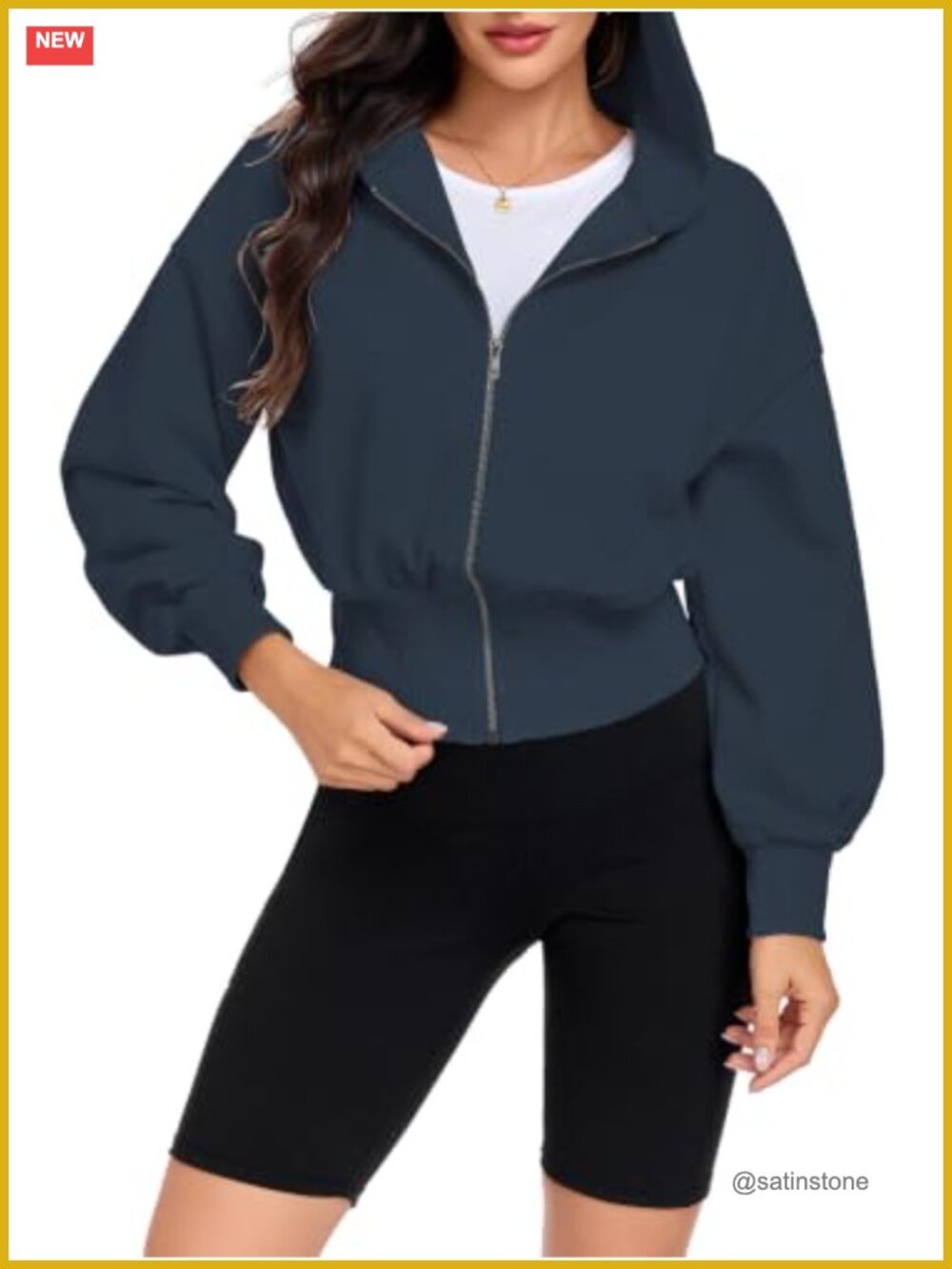 Women's Cropped Zip Up Hoodie Cinched Waist Sweatshirt Jacket
